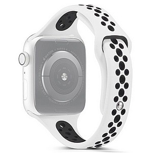 רצועת סיליקון מדגם Little Waist Sport Silicone Band מבית LaTera לשעון חכם מדגם: Apple Watch 38mm/40mm/41mm (צבע White/Black) רצועת סיליקון מדגם Little Waist Sport Silicone Band מבית LaTera לשעון חכם מדגם: Apple Watch 38mm/40mm/41mm (צבע White/Black)