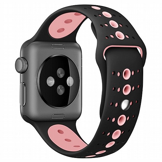 ����� ������� ����  Two Tone Porous Silicone Band ���� LaTera ����� ��� ����: Apple Watch 42mm/44mm/45mm (��� Black/Pink)