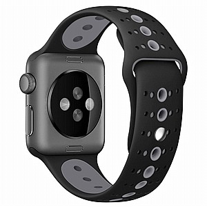 ����� ������� ����  Two Tone Porous Silicone Band ���� LaTera ����� ��� ����: Apple Watch 42mm/44mm/45mm (��� Black/Gray)
