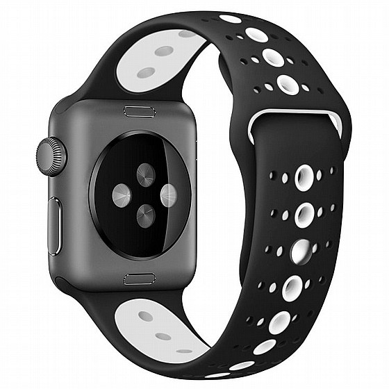����� ������� ����  Two Tone Porous Silicone Band ���� LaTera ����� ��� ����: Apple Watch 42mm/44mm/45mm (��� Black/White)