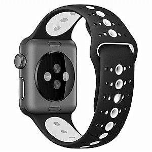 רצועת סיליקון מדגם Two Tone Porous Silicone Band מבית LaTera לשעון חכם מדגם: Apple Watch 42mm/44mm/45mm (צבע Black/White) רצועת סיליקון מדגם Two Tone Porous Silicone Band מבית LaTera לשעון חכם מדגם: Apple Watch 42mm/44mm/45mm (צבע Black/White)