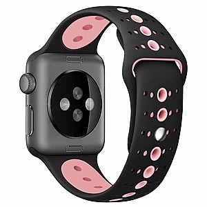 רצועת סיליקון מדגם Two Tone Porous Silicone Band מבית LaTera לשעון חכם מדגם: Apple Watch 38mm/40mm/41mm (צבע Black/Pink) רצועת סיליקון מדגם Two Tone Porous Silicone Band מבית LaTera לשעון חכם מדגם: Apple Watch 38mm/40mm/41mm (צבע Black/Pink)