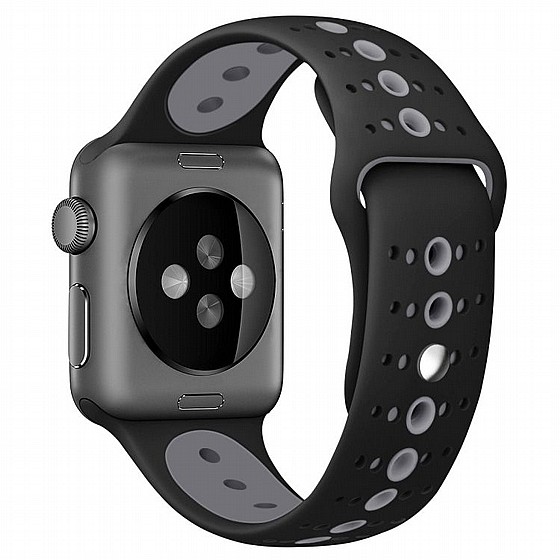 ����� ������� ����  Two Tone Porous Silicone Band ���� LaTera ����� ��� ����: Apple Watch 38mm/40mm/41mm (��� Black/Gray)