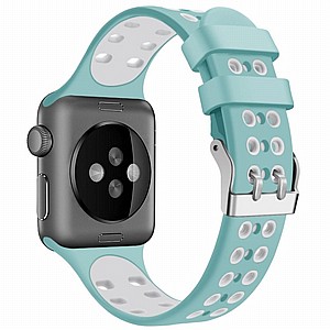 ����� ������� ����  Two Color Double Silicone Band ���� LaTera ����� ��� ����: Apple Watch 42mm/44mm/45mm (��� Green/White)