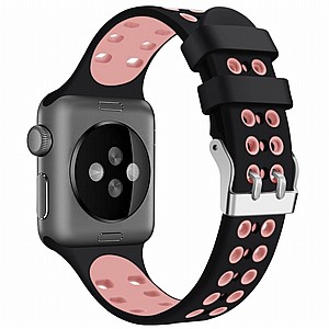 ����� ������� ����  Two Color Double Silicone Band ���� LaTera ����� ��� ����: Apple Watch 42mm/44mm/45mm (��� Black/Pink)