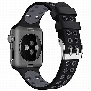 רצועת סיליקון מדגם Two Color Double Silicone Band מבית LaTera לשעון חכם מדגם: Apple Watch 38mm/40mm/41mm (צבע Black/Gray) רצועת סיליקון מדגם Two Color Double Silicone Band מבית LaTera לשעון חכם מדגם: Apple Watch 38mm/40mm/41mm (צבע Black/Gray)