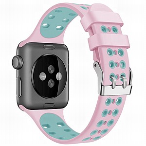 רצועת סיליקון מדגם Two Color Double Silicone Band מבית LaTera לשעון חכם מדגם: Apple Watch 38mm/40mm/41mm (צבע Pink/Green) רצועת סיליקון מדגם Two Color Double Silicone Band מבית LaTera לשעון חכם מדגם: Apple Watch 38mm/40mm/41mm (צבע Pink/Green)