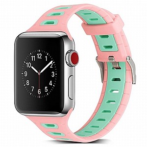 רצועת סיליקון מדגם T-Shape Two Color Silicone Band מבית LaTera לשעון חכם מדגם: Apple Watch 42mm/44mm/45mm (צבע Pink/Green) רצועת סיליקון מדגם T-Shape Two Color Silicone Band מבית LaTera לשעון חכם מדגם: Apple Watch 42mm/44mm/45mm (צבע Pink/Green)