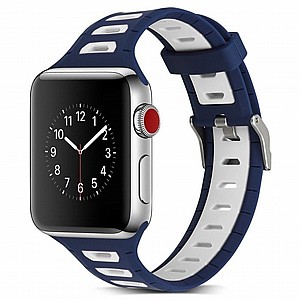 ����� ������� ����  T-Shape Two Color Silicone Band ���� LaTera ����� ��� ����: Apple Watch 42mm/44mm/45mm (��� White/Blue)