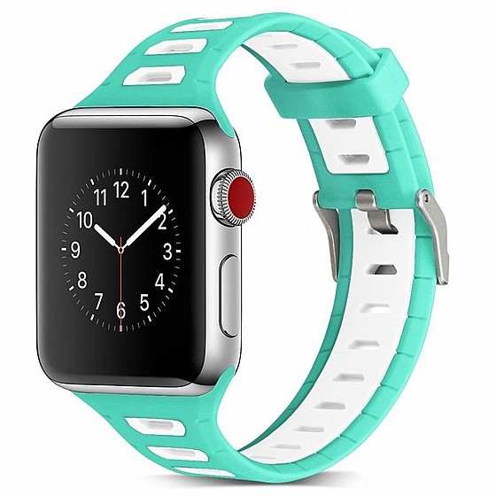 ����� ������� ����  T-Shape Two Color Silicone Band ���� LaTera ����� ��� ����: Apple Watch 42mm/44mm/45mm (��� White/Green)