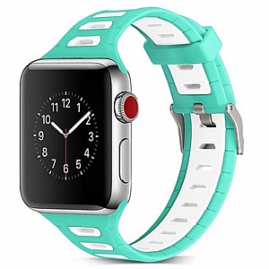 רצועת סיליקון מדגם T-Shape Two Color Silicone Band מבית LaTera לשעון חכם מדגם: Apple Watch 42mm/44mm/45mm (צבע White/Green) רצועת סיליקון מדגם T-Shape Two Color Silicone Band מבית LaTera לשעון חכם מדגם: Apple Watch 42mm/44mm/45mm (צבע White/Green)