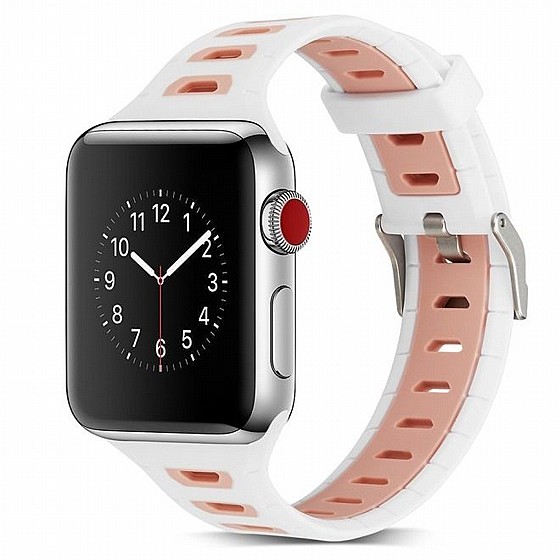 ����� ������� ����  T-Shape Two Color Silicone Band ���� LaTera ����� ��� ����: Apple Watch 42mm/44mm/45mm (��� Pink/White)