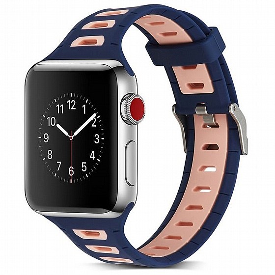 ����� ������� ����  T-Shape Two Color Silicone Band ���� LaTera ����� ��� ����: Apple Watch 38mm/40mm/41mm (��� Pink/Blue)