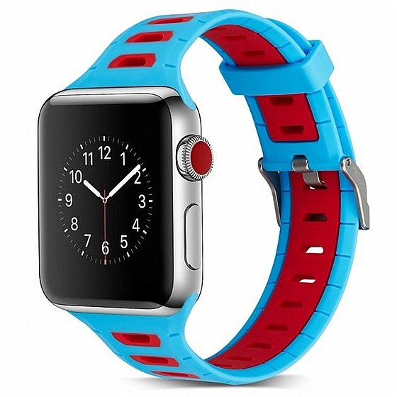 ����� ������� ����  T-Shape Two Color Silicone Band ���� LaTera ����� ��� ����: Apple Watch 38mm/40mm/41mm (��� Blue/Red)