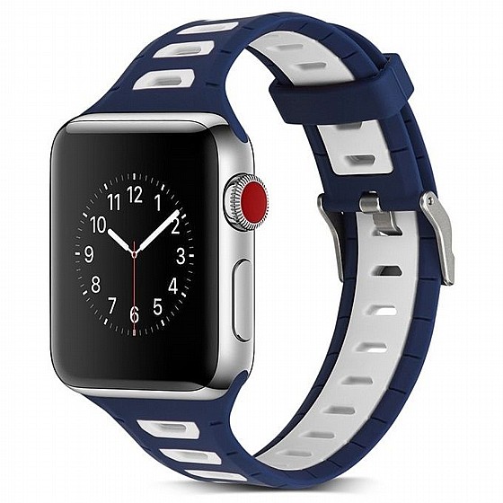 ����� ������� ����  T-Shape Two Color Silicone Band ���� LaTera ����� ��� ����: Apple Watch 38mm/40mm/41mm (��� White/Blue)