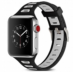 רצועת סיליקון מדגם T-Shape Two Color Silicone Band מבית LaTera לשעון חכם מדגם: Apple Watch 38mm/40mm/41mm (צבע Black/Grey) רצועת סיליקון מדגם T-Shape Two Color Silicone Band מבית LaTera לשעון חכם מדגם: Apple Watch 38mm/40mm/41mm (צבע Black/Grey)