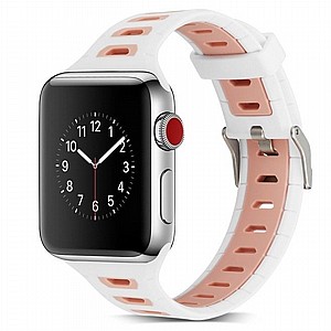 רצועת סיליקון מדגם T-Shape Two Color Silicone Band מבית LaTera לשעון חכם מדגם: Apple Watch 38mm/40mm/41mm (צבע Pink/White) רצועת סיליקון מדגם T-Shape Two Color Silicone Band מבית LaTera לשעון חכם מדגם: Apple Watch 38mm/40mm/41mm (צבע Pink/White)