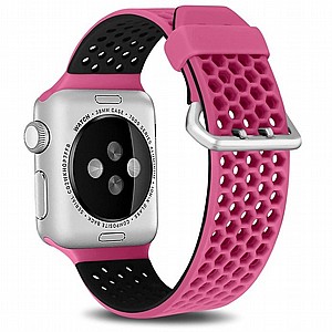����� ������� ����  Two Tone Honeycomb Silicone Band ���� LaTera ����� ��� ����: Apple Watch 42mm/44mm/45mm (��� Pink/Black)