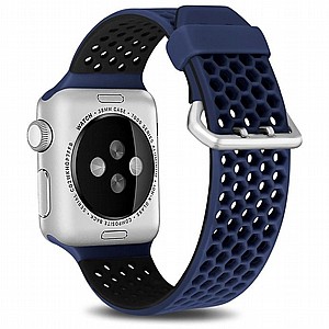 רצועת סיליקון מדגם Two Tone Honeycomb Silicone Band מבית LaTera לשעון חכם מדגם: Apple Watch 42mm/44mm/45mm (צבע Blue/Black) רצועת סיליקון מדגם Two Tone Honeycomb Silicone Band מבית LaTera לשעון חכם מדגם: Apple Watch 42mm/44mm/45mm (צבע Blue/Black)