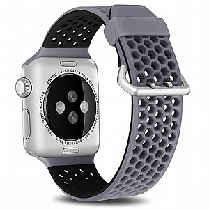 רצועת סיליקון מדגם Two Tone Honeycomb Silicone Band מבית LaTera לשעון חכם מדגם: Apple Watch 42mm/44mm/45mm (צבע Grey/Black) רצועת סיליקון מדגם Two Tone Honeycomb Silicone Band מבית LaTera לשעון חכם מדגם: Apple Watch 42mm/44mm/45mm (צבע Grey/Black)