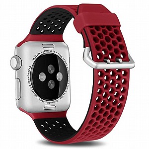 רצועת סיליקון מדגם Two Tone Honeycomb Silicone Band מבית LaTera לשעון חכם מדגם: Apple Watch 38mm/40mm/41mm (צבע Red/Black) רצועת סיליקון מדגם Two Tone Honeycomb Silicone Band מבית LaTera לשעון חכם מדגם: Apple Watch 38mm/40mm/41mm (צבע Red/Black)