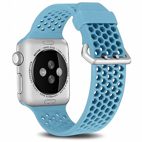 ����� ������� ����  Two Tone Honeycomb Silicone Band ���� LaTera ����� ��� ����: Apple Watch 38mm/40mm/41mm (��� Light Blue)