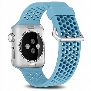 רצועת סיליקון מדגם Two Tone Honeycomb Silicone Band מבית LaTera לשעון חכם מדגם: Apple Watch 38mm/40mm/41mm (צבע Light Blue) רצועת סיליקון מדגם Two Tone Honeycomb Silicone Band מבית LaTera לשעון חכם מדגם: Apple Watch 38mm/40mm/41mm (צבע Light Blue)