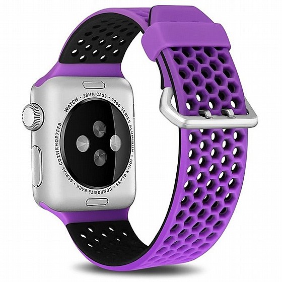 ����� ������� ����  Two Tone Honeycomb Silicone Band ���� LaTera ����� ��� ����: Apple Watch 38mm/40mm/41mm (��� Purple/Black)