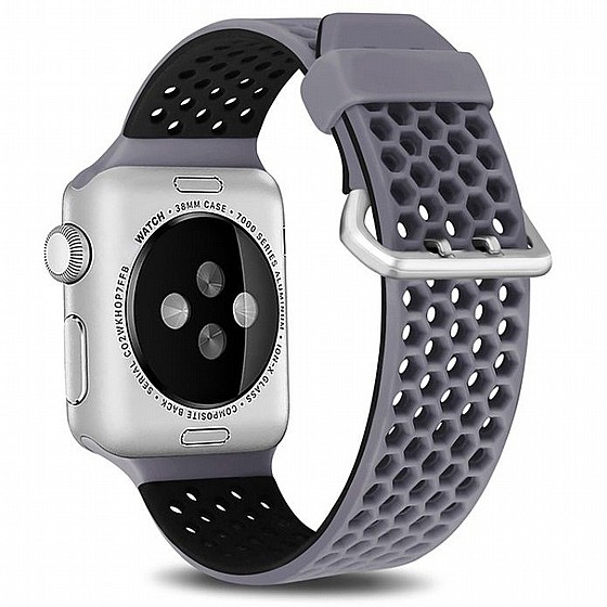 ����� ������� ����  Two Tone Honeycomb Silicone Band ���� LaTera ����� ��� ����: Apple Watch 38mm/40mm/41mm (��� Grey/Black)