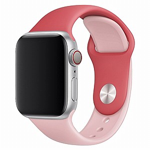 ����� ������� ����  Double Colors Silicone Band ���� LaTera ����� ��� ����: Apple Watch 42mm/44mm/45mm (��� Rose Red+Light Pink)