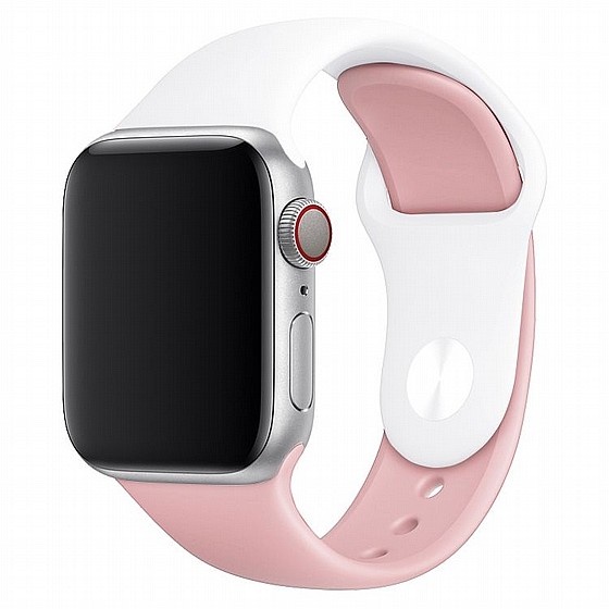 ����� ������� ����  Double Colors Silicone Band ���� LaTera ����� ��� ����: Apple Watch 42mm/44mm/45mm (��� White/Light Pink)