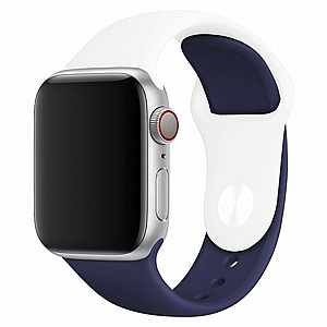 ����� ������� ����  Double Colors Silicone Band ���� LaTera ����� ��� ����: Apple Watch 42mm/44mm/45mm (��� White/Dark Blue)