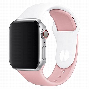 רצועת סיליקון מדגם Double Colors Silicone Band מבית LaTera לשעון חכם מדגם: Apple Watch 38mm/40mm/41mm (צבע White/Light Pink) רצועת סיליקון מדגם Double Colors Silicone Band מבית LaTera לשעון חכם מדגם: Apple Watch 38mm/40mm/41mm (צבע White/Light Pink)
