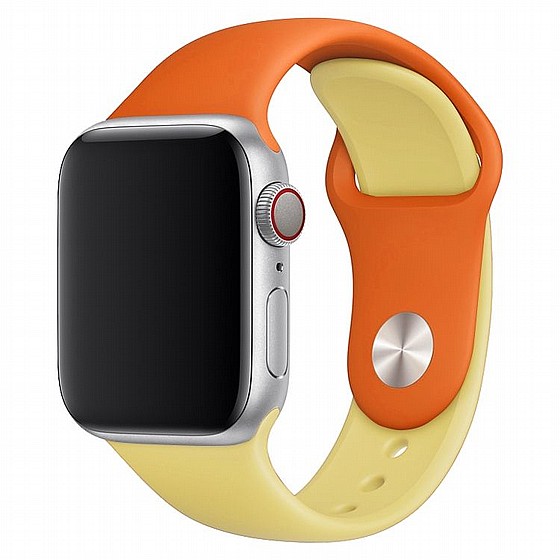 ����� ������� ����  Double Colors Silicone Band ���� LaTera ����� ��� ����: Apple Watch 38mm/40mm/41mm (��� Orange/Yellow)