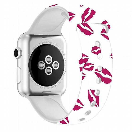 ����� ������� ����  Printing Double Nail Silicone Band ���� LaTera ����� ��� ����: Apple Watch 42mm/44mm/45mm (��� Big Red Lips)