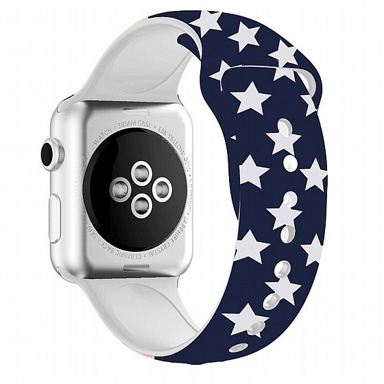 ����� ������� ���� Printing Double Nail Silicone Band ���� LaTera ����� ��� ����: Apple Watch 38mm/40mm/41mm (��� Blue Stars)
