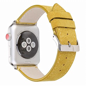 רצועת עור מדגם Frosted Genuine Leather Band מבית LaTera לשעון חכם מדגם: Apple Watch 38mm/40mm/41mm (צבע Yellow) רצועת עור מדגם Frosted Genuine Leather Band מבית LaTera לשעון חכם מדגם: Apple Watch 38mm/40mm/41mm (צבע Yellow)
