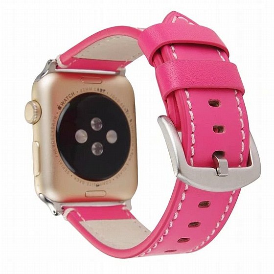����� ��� ���� Calfskin Genuine Leather Band ���� LaTera ����� ��� ����: Apple Watch 38mm/40mm/41mm (��� Rose Red)