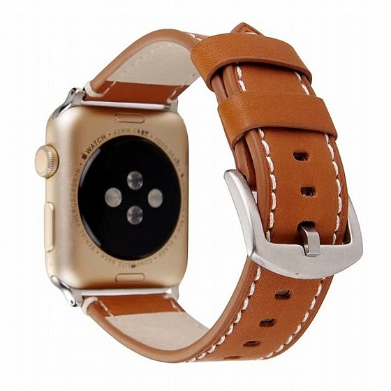 ����� ��� ���� Calfskin Genuine Leather Band ���� LaTera ����� ��� ����: Apple Watch 38mm/40mm/41mm (��� Brown)
