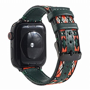 ����� ��� ���� Ethnic Leather Band ���� LaTera ����� ��� ����: Apple Watch 42mm/44mm/45mm (��� Dark Green)
