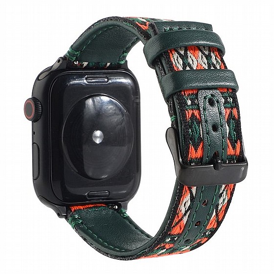 ����� ��� ���� Ethnic Leather Band ���� LaTera ����� ��� ����: Apple Watch 38mm/40mm/41mm (��� Dark Green)