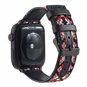 רצועת עור מדגם Ethnic Leather Band מבית LaTera לשעון חכם מדגם: Apple Watch 42mm/44mm/45mm (צבע Black) רצועת עור מדגם Ethnic Leather Band מבית LaTera לשעון חכם מדגם: Apple Watch 42mm/44mm/45mm (צבע Black)