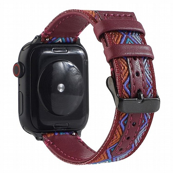 ����� ��� ���� Ethnic Leather Band ���� LaTera ����� ��� ����: Apple Watch 42mm/44mm/45mm (��� Wine Red)