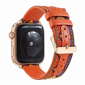 רצועת עור מדגם Ethnic Leather Band מבית LaTera לשעון חכם מדגם: Apple Watch 42mm/44mm/45mm (צבע Orange) רצועת עור מדגם Ethnic Leather Band מבית LaTera לשעון חכם מדגם: Apple Watch 42mm/44mm/45mm (צבע Orange)