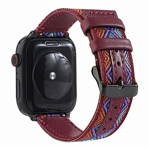 ����� ��� ���� Ethnic Leather Band ���� LaTera ����� ��� ����: Apple Watch 38mm/40mm/41mm (��� Wine Red)