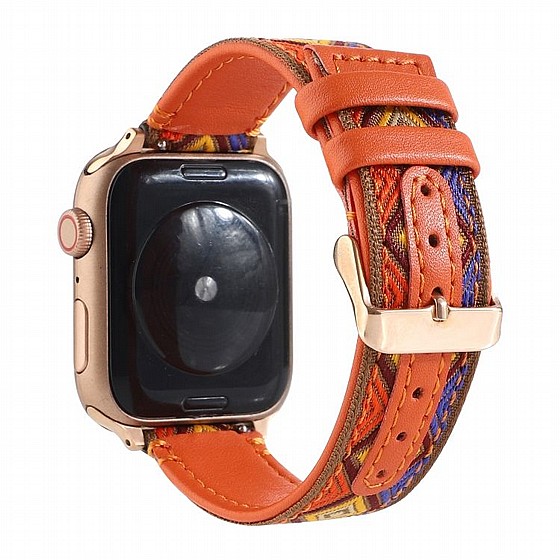 ����� ��� ���� Ethnic Leather Band ���� LaTera ����� ��� ����: Apple Watch 38mm/40mm/41mm (��� Orange)