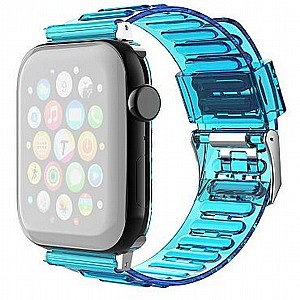 רצועת סיליקון מדגם TPU Claer Silicone Band מבית LaTera לשעון חכם מדגם: Apple Watch 42mm/44mm/45mm (צבע Blue) רצועת סיליקון מדגם TPU Claer Silicone Band מבית LaTera לשעון חכם מדגם: Apple Watch 42mm/44mm/45mm (צבע Blue)