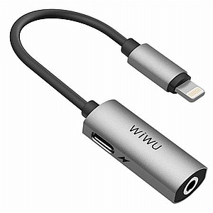 מתאם אוזניות מחיבור Lightning לחיבור 3.5mm + טעינה מדגם LT1 מבית WIWU עם חיבור Lightning מתאם אוזניות מחיבור Lightning לחיבור 3.5mm + טעינה מדגם LT1 מבית WIWU עם חיבור Lightning