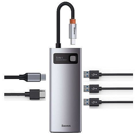 ���� 5 � 1 ������ TYPE C ������ HDMI + ����� TYPE C + ����� USB 3.0*3 ���� BASEUS