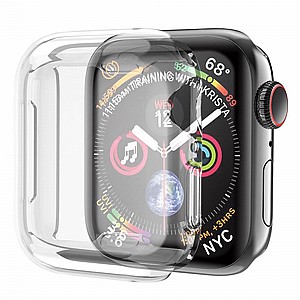 נרתיק סיליקון מבית LaTera לשעון יד חכם מדגם: Apple Watch 41mm (כולל הגנה מלאה על המסך) - צבע שקוף נרתיק סיליקון מבית LaTera לשעון יד חכם מדגם: Apple Watch 41mm (כולל הגנה מלאה על המסך) - צבע שקוף